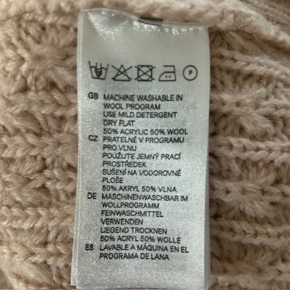 H&M Wool Blend Zip Cardigan S Blush Pink Preppy Soft Girl Vanilla Girl Pockets - Picture 5 of 7